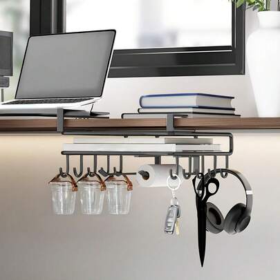 1 件式不锈钢悬挂式厨房收纳架，带挂钩、纸巾架、餐具架和砧板收纳架，适合作为情人节礼物