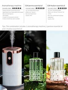 1 máy khuếch tán tinh dầu điện màu trắng, thích hợp sử dụng tại nhà, xe hơi, khách sạn, có thể treo tường/để bàn, 5 chế độ hoạt động, sạc USB, 6 lựa chọn tinh dầu. Thích hợp cho ô tô, nhà ở, phòng khách, phòng ngủ chính và văn phòng. Cung cấp nhiều tùy chọn bộ sản phẩm (Tùy chọn: 1/2/3 chai tinh dầu + 1 máy khuếch tán) để lấp đầy căn phòng bằng hương thơm. - trắng - Xem 26