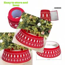 Collar de árbol de Navidad de punto para árboles de 5-9 pies falda de árbol ajustable de 23-30 pulgadas con copo de nieve y patrón de árbol de Navidad cubierta decorativa de base de Navidad rojo - Blanco - Ver 1