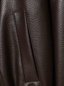 Seelio Autumn/Winter New Women's Fashion Leather Jacket, Minimalist European Style, Versatile Litchi Texture
