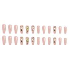 Xl Pink Press On Nails Long Coffin Nails Press Ons Gold Rhinestone Design False Nails Full Cover Arcylic Gel Fake Nails Gift For Women 24pcs{Inchcolor_nameinch:Inchnudepinkballetinch} - 裸粉芭蕾 - 查看 7