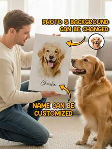 Catygift Spersonalizowane zdjęcie zwierzaka - Spersonalizowany portret zwierzaka wykonany akwarelą - Spersonalizowany obraz na płótnie w ramce/plakat bez ramki, dekoracja ścienna do salonu, wystrój domu, prezent dla rodziny miłośnika zwierząt, idealny prezent dla niego, idealny prezent dla niej - Jak pokazano - Zobacz 3