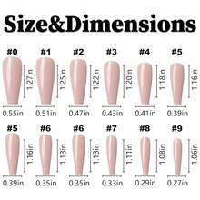 120pc Coffin Press On Nails Medium Length, Colored Long Ballerina Fake Nails Full Cover Acrylic French Tips False Artificial Fingernails Medium Coffin Presson Nails For Women FFgirls{Inchcolor_nameinch:InchNudeTaninch} - 裸色 - 查看 3