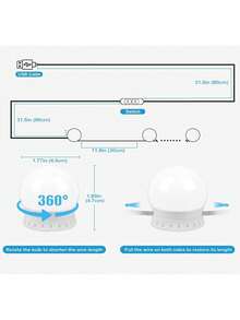 LED Makeup Mirror Light, 3 Lighting Adjustment Modes, High Brightness LED Light, USB Powered, Suitable For Makeup Mirror Or Vanity Table Auxiliary Lighting LED Decorative Light (Mirror Not Included) - Multicolor - View 5