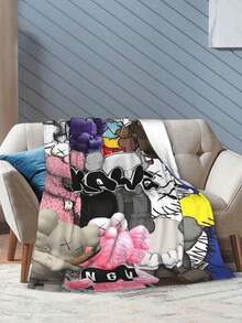 Kawss Kawaii Kaw Blanket Anime Themed Comfort Blanket - Soft Flannel Throw, Perfect Gift For Fans, For Christmas, Birthday, Halloween, For Cozy Home Use & Camping Trips - màu đen - Xem 7