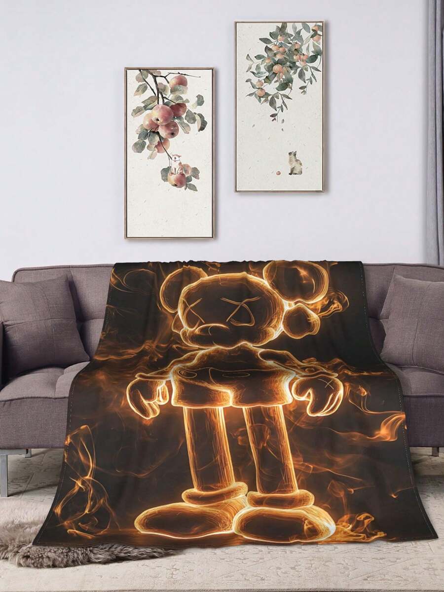 Kawss Kawaii Kaw Blanket Premium Anime Throw Blanket - Ultra Soft Flannel, Cartoon Print, Ideal Gift For Fans For Christmas & Birthday, For Sofa, Bed, Camping & Travel - màu đen - Xem 1