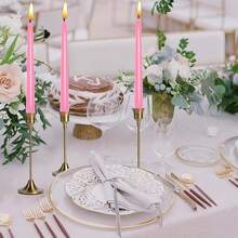 10 Inch Pink Taper Candles,Set Of 4 Tapered Candle, Tall Candlesticks,Conical Stick Candles,Less,For Home Dinner, Party, Wedding, Halloween, Christmas (Pink, 10inch){Inchcolor_nameinch:InchPinkinch,Inchsize_nameinch:Inch10inchinch} - Berwarna merah muda - View 4
