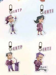 MBTI钥匙扣，MBTI 16个性化亚克力钥匙扣，背包挂绳配件，卡通人物礼物，可爱钥匙扣，手机配件，女士礼物，男士礼物，个性化礼物，趣味礼物，爸爸礼物 - 彩色 - 查看 9