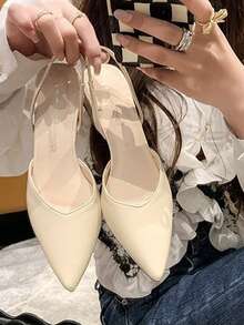 Zapatos de tacón alto para mujer, elegantes stilettos clásicos de última moda, sandalias de tacón alto con punta fina, ideales para fiestas y bodas. - Beis - Ver 4
