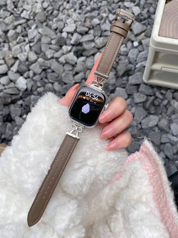 1 Pc Bow Leather Loop Compatible With Apple Watch Band Women Bracelet Sport 38mm 40mm 41mm 42mm 44mm 45mm 46mm 49mm , Strap Compatible With Apple Watch Watchband Series Ultra 10/9/8/7/6/5/4/3/2/1 SE