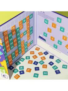 Kids Magnetic 1-100 Digit Board Set: 1-100 Math Operation Educational Toy For 3-8 Years Old, Foldable Playboard With Colorful Digital Blocks For Home & Travel Learning