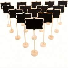 10pcs Wooden Mini Chalkboard Signs With Stands, Suitable For Buffet Food Labeling, Table Price Display, Wedding, Birthday Party And Special Event Decoration - Wood Color - View 1