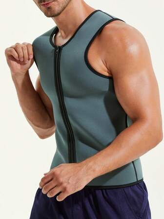 Men Compression Shirt Belly Slimming Body Shaper Vest Sleeveless Zipper Undershirt Tank Top Shapewear For Stomach