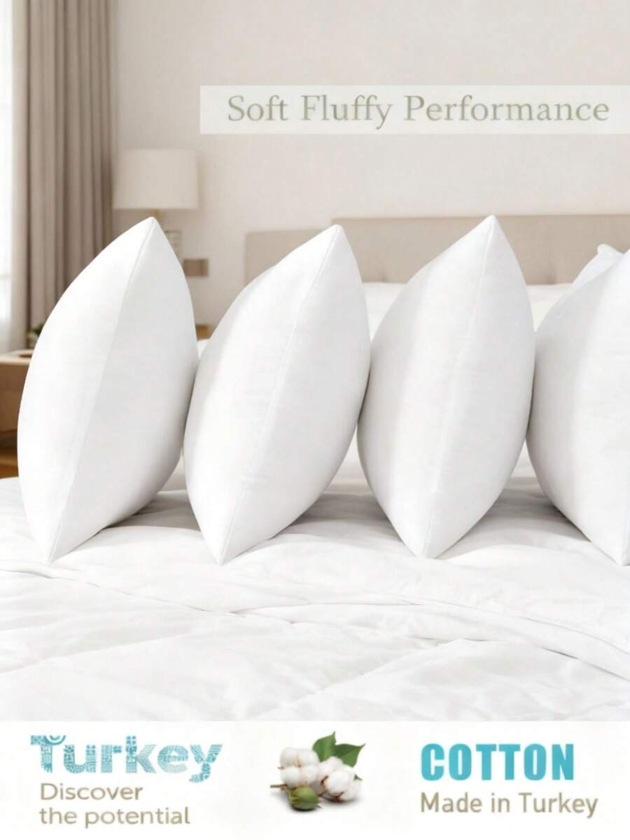 2个装硅胶填充装饰枕芯 – 30x50厘米（250克）/ 40x40厘米（290克）/ 45x45厘米（400克）/ 60x60厘米（710克） – 柔软Tela面料，持久耐用且卫生的填充物 – 土耳其制造 - 白色 - 查看 1