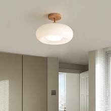 Vintage French Medieval Hallway Light, Retro Glass Foyer Lamp, Wooden Balcony Closet Ceiling Light, Bedroom Dining Bar Pendant Lamp, Decorative Lighting - Multicolor - View 3