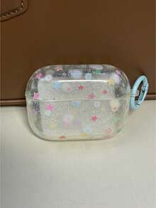 彩色星形图案硅胶耳机保护套，兼容苹果1/2/3/4代无线蓝牙耳机，时尚韩日风 - 無色 - 查看 7