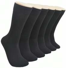 6 Pairs Men's Dress Crew Socks Cotton Comfortable Casual Soft Socks Size 10-13 - màu đen - Xem 1