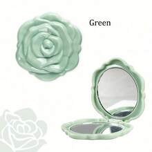 Rose-Shaped Folding Mirror With Mirror And Light Purple Petals - Portable Compact Bridesmaid Wedding Party Gift For Women And Girls, Elegant Lavender Flower Makeup Mirror, Fits In Purse, Christmas Accessory (No Feathers) - 紫色的 - 查看 8