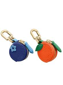 樱桃图案钱包钥匙扣水果挂件 2025 新款零钱包，兼容 Airtag 和钱包，可爱钥匙扣迷你钱包，带两个拉链口袋，送给女孩和女士的礼物，迷你钱包，零钱包，苹果图案零钱包，圣诞礼物，平安夜礼物 - 彩色 - 查看 27