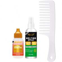 Goiple 12件装蕾丝前假发粘合剂套装，包含熔胶喷雾，无需胶水，持久粘合，易于佩戴和摘取，透明和粉色喷雾瓶配有涂抹器 - 隐形强力粘合，适合日常佩戴、特殊场合、敏感肤色 - 兼容蕾丝假发、假发帽、接发 - 女性理想之选