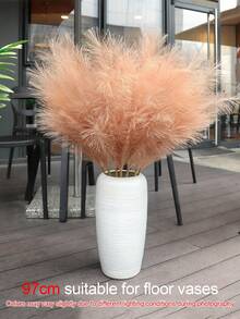 100/80/60/50/30/20/10pcs/1pc Faux Pampas Grass, Artificial Fluffy Pampas Grass, Pompous Grass Flower Arrangement For Boho-Inspired Atmosphere Home Wedding Decoration Outdoor Wedding - Champagne - View 10