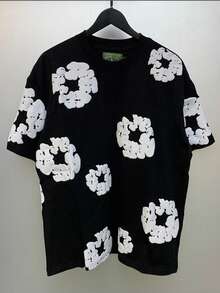 Foam Donut Printed Kapok Short-Sleeved Casual T-Shirt Cover For Men WomenNew Style - Black and White - View 6