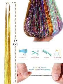 Tóc giả kim tuyến bóng mượt, tóc nối tổng hợp, tóc giả cắt laser, tóc nối kim tuyến nhiều màu sắc. - Nhiều màu - Xem 4