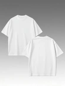 Oversized Boxy Cut Short Sleeve Jersey T Shirt Casual Crop Fit Streetwear Modern Minimalist All Season Essential Top-Comfortable Retro Cotton T-Shirt-K91 - 白色 - 查看 6