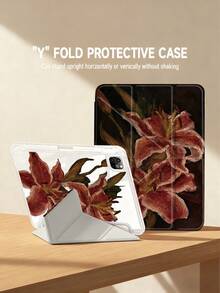 Ayotu 防震基础款平板电脑保护套，百合花油画图案，兼容iPad，超薄防摔平板电脑外壳，3+Y折叠智能支架设计，自动休眠/唤醒，兼容iPad 9.7/10.2/10.9/11/12.9英寸，第十代，Air 4/5，Air 11，兼容三星Galaxy Tab和Kindle，春季粉彩礼品 - 彩色 - 查看 4