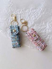 1pc Women's Plaid Lipstick Case, Lipstick Storage Box, Pendant Keychain Bag Charm, Elegant Cosmetic Storage Set, Makeup Travel Organizer Bag, Perfect Gift For Women, Suitable For Daily Use, Mother's Day Gift, Gift For Loved Ones - Multicolor - View 7