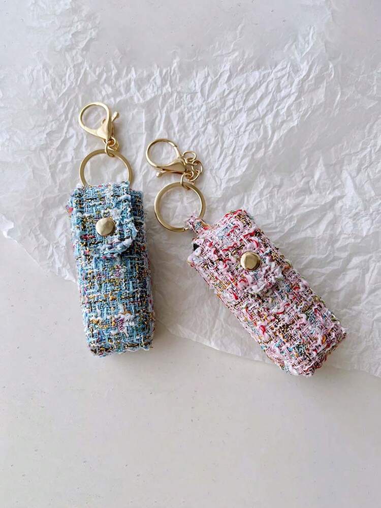 1个女士格子唇膏盒，唇膏收纳盒，挂件钥匙扣包饰，优雅化妆品收纳套装，化妆旅行整理包，送给女性的完美礼物，适合日常使用，母亲节礼物，送给爱人的礼物 - 彩色 - 查看 7