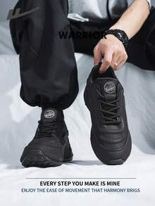 Warrior Comfortable Street Style Thick Soled Men's Shoes Autumn And Winter Comfortable Running Shoes Modest Style Casual Yet Sleek Sneakers Applicable Throughout The Year Wear-Resisting All-Day Wear Training Sneakers - Black - View 2