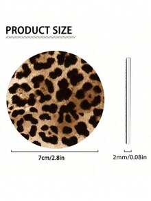 2pcs/Set Brown Leopard Print Cup Coasters - Suitable For Vehicles And Home Offices, Waterproof And Dustproof, High-Definition Faux Leather Material - Multicolor - View 5