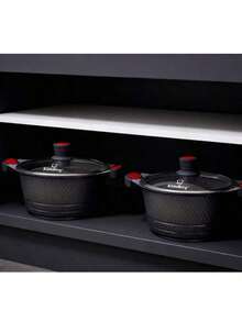 6pcs Aluminum Alloy Cookware Set - Marble Non-Stick Coating, Compatible With All Stoves - Black - View 4