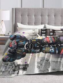 Kawss Kawaii Kaw Blanket Cartoon Print Flannel Blanket - Ultra Soft Anime Throw, The Thoughtful Gift For Christmas, Birthday, Halloween, For Sofa, Camping & Travel Comfort - Black - View 4