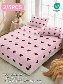 2/3pcs Fitted Sheet Set, Bedding, Mattress Protector, Bed Cover, Bed Sheet, Home Decoration, Cozy Home Textile, Breathable And Anti-Pilling Mattress Protector, Soft And Skin-Friendly, Soft And Comfortable Bedding For Bedroom, Fashional Mattress Cover, Fully Covered Mattress Protector