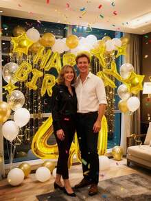 1 set Banderoles et ballons en feuille d'or pour 18e anniversaire, ballons de fête multicolores réutilisables, décoration de fond de fête d'anniversaire intérieur/extérieur, accessoires de décoration photo pour fête d'anniversaire 18e, 40e, 50e, 60e, ballons de décoration d'anniversaire, fournitures de décoration de fête, ballons, convient pour fête d'anniversaire, décoration d'anniversaire, décoration de chambre, décoration de la maison, cadeau d'anniversaire - Doré - Voir 6