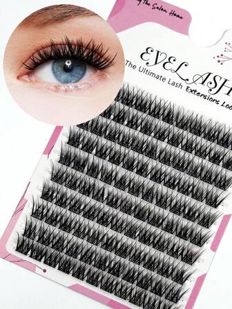 110pcs/Set High Volume Segmented False Eyelashes, Slouchy Thick Stem Lashes, Natural Criss-Cross Style, C-Curl, Cat Eye Lashes, 12/14/16mm DIY Lashes, Christmas Makeup Tool, New Eyelashes