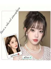 动漫风龙须双丸子头耐热合成刘海假发，女士适用，适合角色扮演和时尚造型，时尚发饰 | 动漫发型 | 耐热假发，动漫发饰 - 彩色 - 查看 7