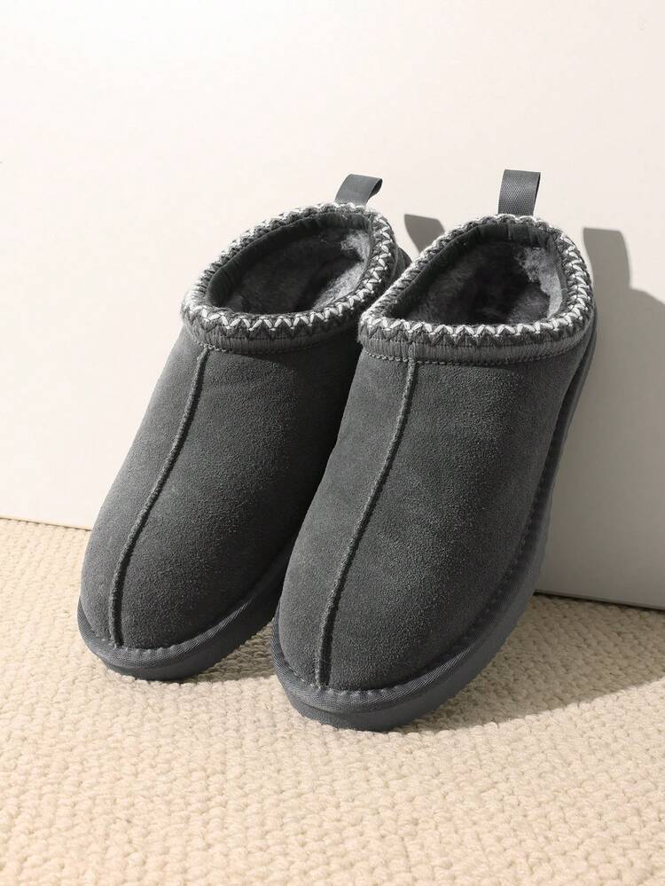Men's Fuzzy Cozy Slippers – Genuine Suede, Indoor/Outdoor, Comfy Winter Footwear With Memory Foam And Furry Lining - 灰色 - 查看 2