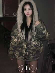 American Retro Boom Brand Wool Zip Cardigan Hoodie For Women, Autumn/Winter Couple's Luxurious Casual Outerwear, Boom Coat, Winter Fur Hoodie, Winter Jacket, Fur Jacket, Down Jacket For Women - AA - 查看 5