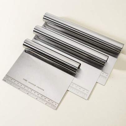 1pc Stainless Steel Dough Cutter Scraper With Measurement, Pasta Dough Cutter, Baking Tool