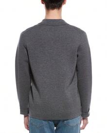 Bruno Magli Merino Wool Cardigan - Xám - Xem 3