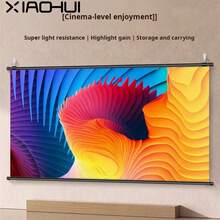 Projection Screen 4K HD Home Theater Projector Screen Manual Pull Down Movie Screen For Indoor Outdoor 60"/72"/84" - Xám - Xem 2