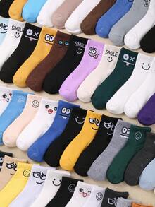 20 Pairs Kids Random Color & Pattern Elastic Mid-Calf Socks, Comfortable Versatile Sports Socks, Suitable For All Seasons, Fits Boys & Girls Ages 1-14. Christmas & Thanksgiving Sock Gift, Assorted Styles. - Multicolor - View 5