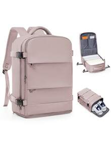 男女通用大号旅行背包，商务笔记本电脑背包，符合登机尺寸 40x20x25 厘米，符合航空公司标准，防水，多功能独立鞋仓，干湿分离，适合学生、通勤和笔记本电脑使用。