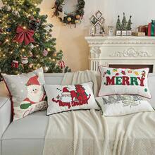 Pillow Covers, 12x20'' 1PCS Soft Pellet Velvet Embroidery Trees Brown White Decorative Lumbar Pillow Cover With Tassel Luxury Throw Pillow Bed Home Living Room, Olive Green, Holiday Decor - 8棵聖誕樹 - 查看 4