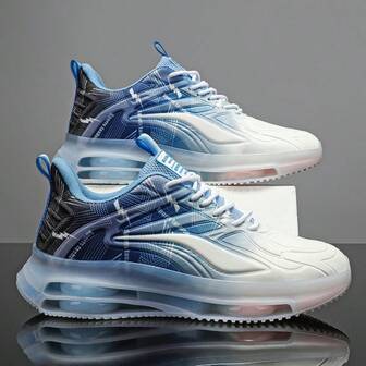 男士时尚透气轻便休闲运动鞋，网眼渐变色百搭时尚运动鞋，适合跑步和散步