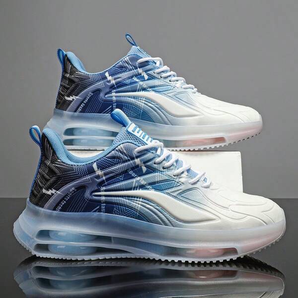 Men's Fashionable Breathable Lightweight Casual Sports Shoes, Mesh Ombre Versatile Sneakers For Running & Walking