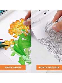 Double-Ended Pen For Lettering And Drawing, 12 To 120 Colors, Brush And Fine Tip. - 每盒120種顏色 - 查看 5